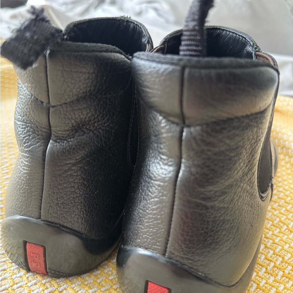 PRADA Chelsea Boots. Black Size 10 US Men. Textured Leather Made In Italy - Picture 6 of 10